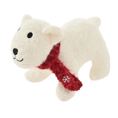 White bear plush dog toy