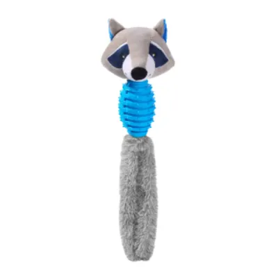 Raccoon TPR and plush dog toy